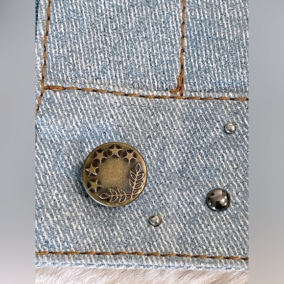 STUDDED BIKERS DREAM APPAREL DENIM Metal Hardware 100% LEATHER MOTORCYCLE JACKET - Picture 3 of 14